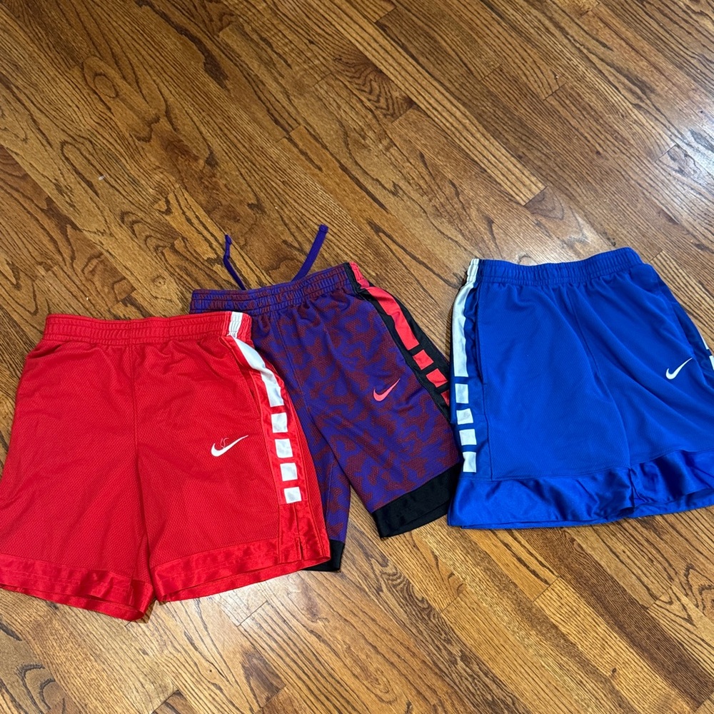Nike Kids Elite Shorts Trio in Red, Purple, and Blue - Picture 2 of 2
